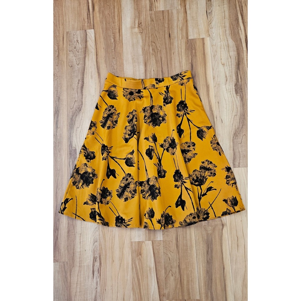 Faith & Joy By Monteau A-Line Skirt With Black Floral Velvet Print